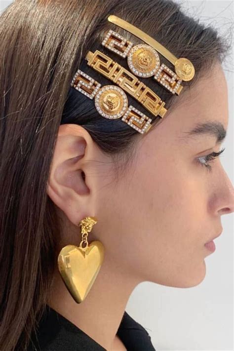 versace head band|Versace hair pin.